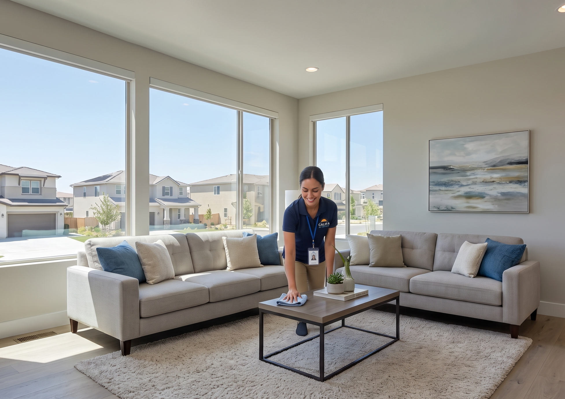 Calendar showing weekly, bi-weekly, and monthly house cleaning schedule options